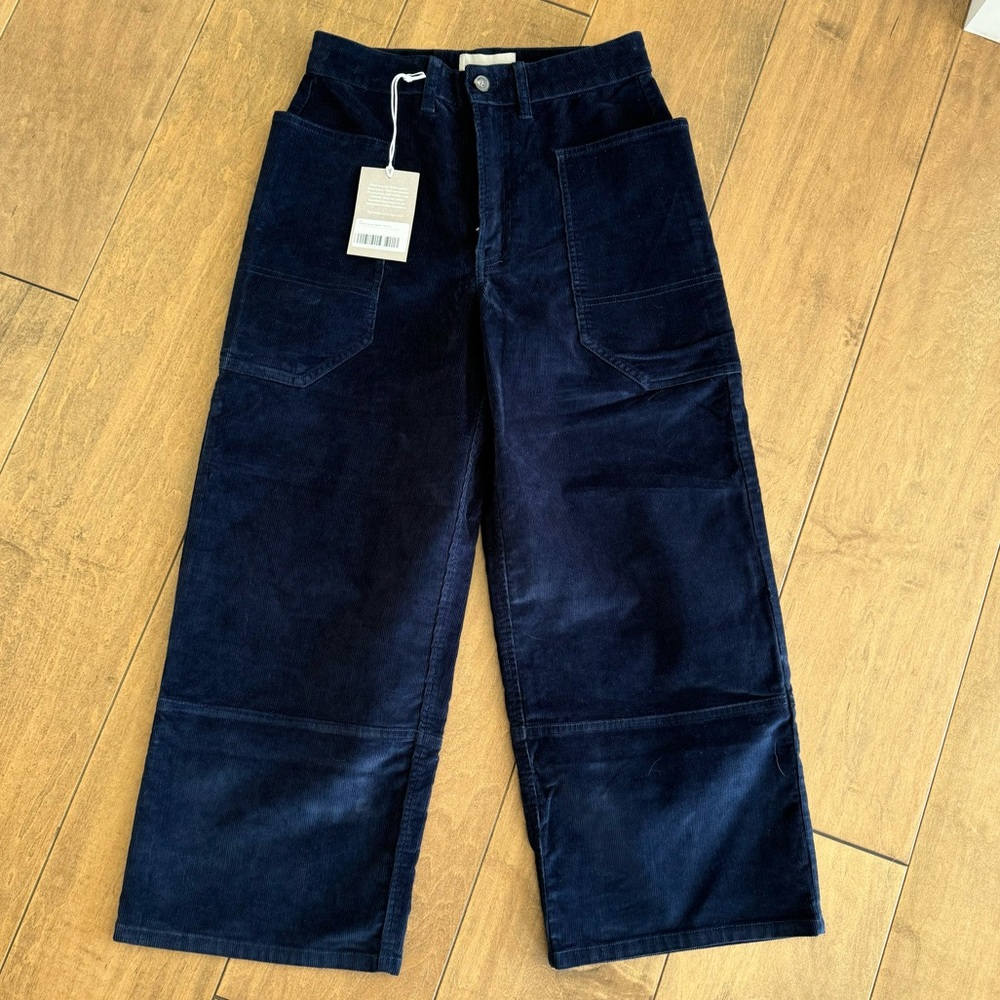 Everlane corduroy Gardener Pant Navy Blue Size 4 NWT wide leg crop